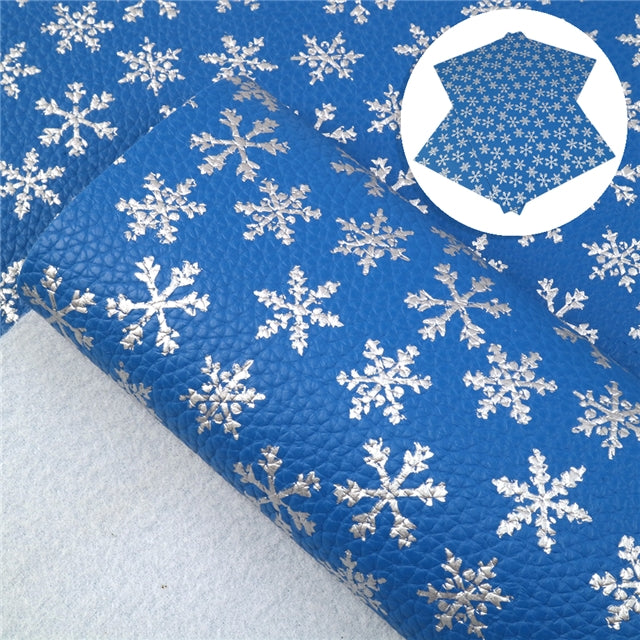Silver Snowflakes Litchi Sheet - Blue