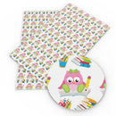 Owl School Girl Faux Leather Sheet