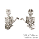 Antique Silver Skeleton Playing Guitar Pendant