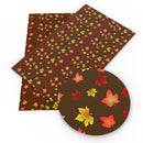 Brown Fall Leaves Faux Leather Sheet