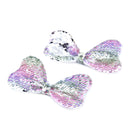 Large Pastel Rainbow and Silver Mermaid Sequin Bow Applique