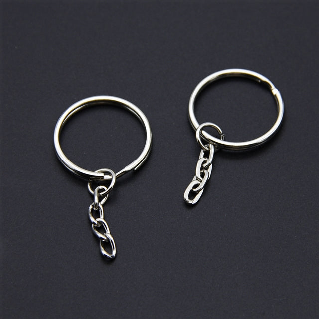 Silver Keychains with Chain (Pack of 5)
