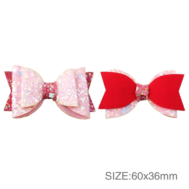 2.3" Pink Chunky Glitter Bow