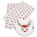 Poinsettia Sleeping Reindeer Faux Leather Sheet