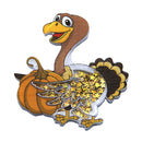 Turkey Holding a Pumpkin Shaker Resin