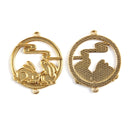 Rabbit Scene Gold Tone Connector Pendant