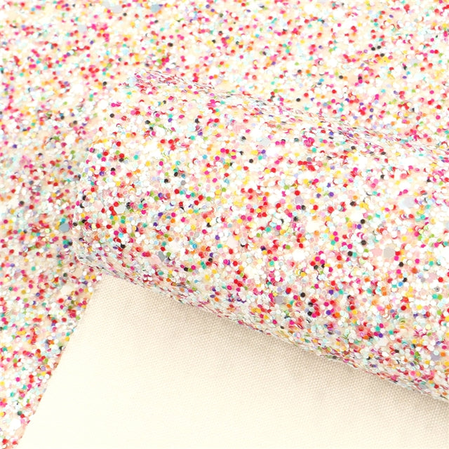 White Multicolor Chunky Glitter Sheet