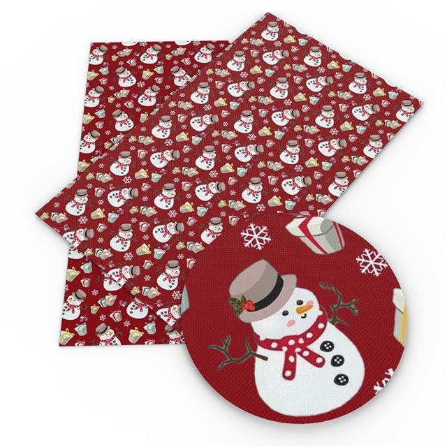 Red Snowman Faux Leather Sheet