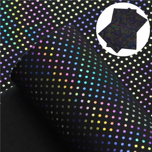Black Metallic Dots Faux Leather Sheet