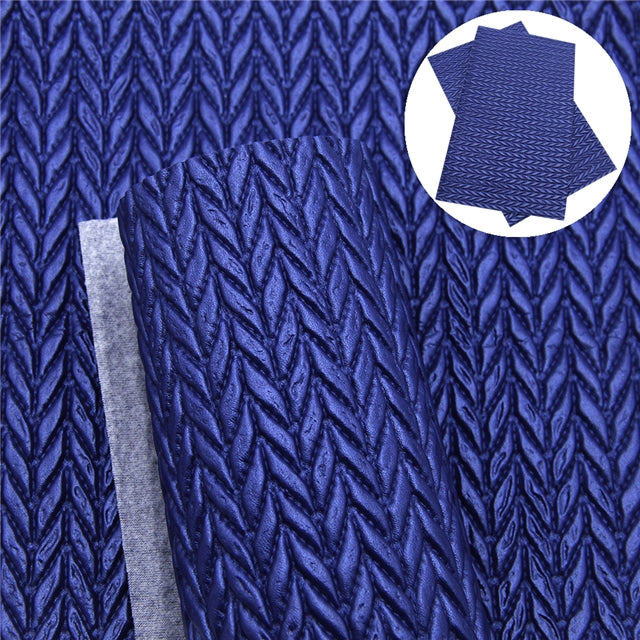 Blue Knitted Texture Faux Leather Sheet