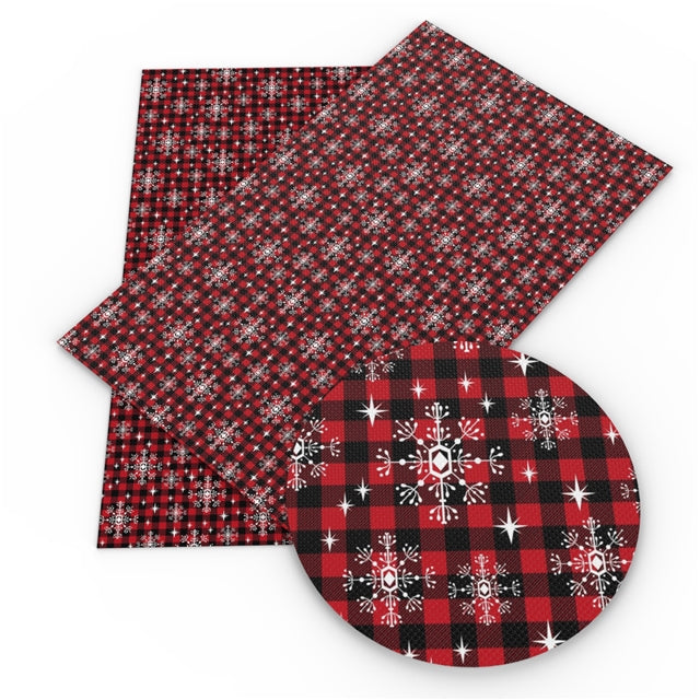 Buffalo Plaid Snowflakes Faux Leather Sheet