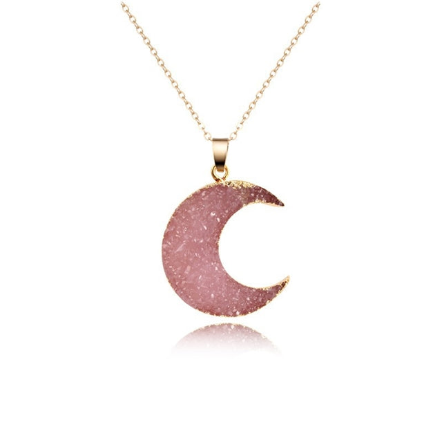 Pink Moon Faux Druzy Necklace