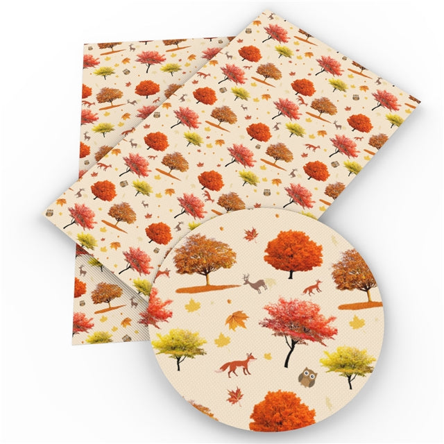 Fall Woodland Animals Faux Leather Sheet
