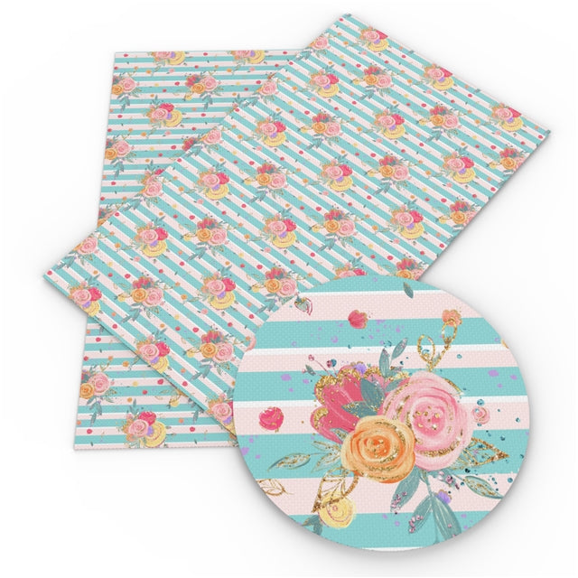Striped Spring Bouquet Faux Leather Sheet