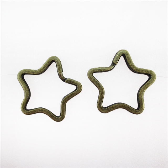 Antique Bronze Star Key Ring (Pack of 5)