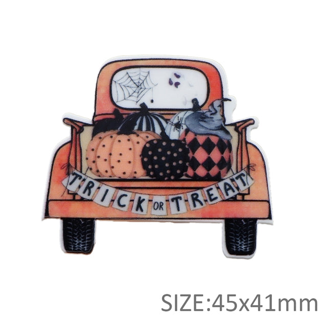 Vintage Halloween Truck Planar Resin - Pack of 5