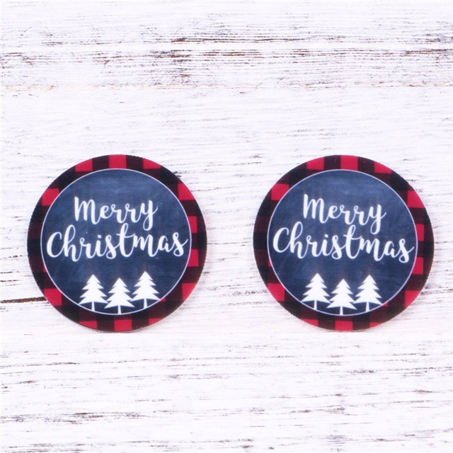 Buffalo Plaid Merry Christmas Planar Resin - Pack of 5