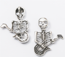 Antique Silver Skeleton Playing Guitar Pendant