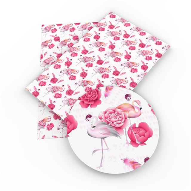 Rose Flamingo Faux Leather Sheet