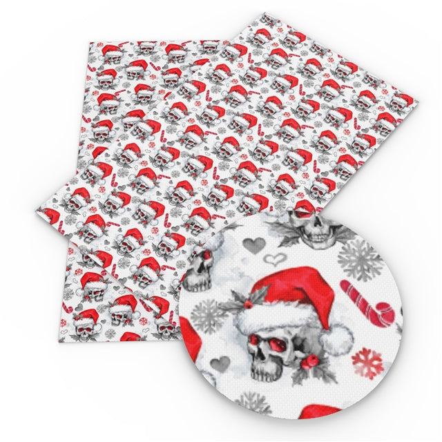 Christmas Skulls Faux Leather Sheet