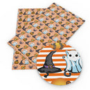 Orange Halloween Stripes Faux Leather Sheet
