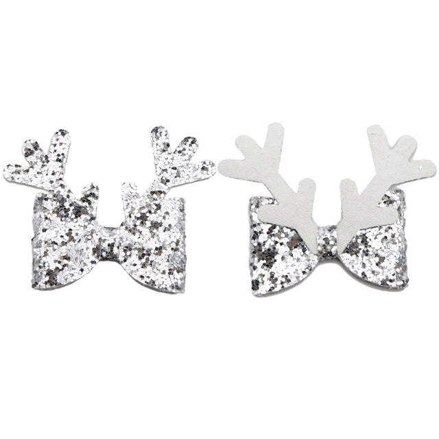 Silver Deer Glitter Bow