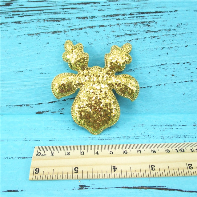 Gold Deer Head Glitter Applique - Pack of 5