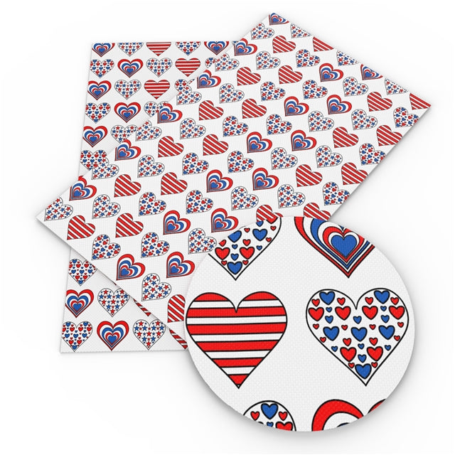 Patriotic Hearts Faux Leather Sheet