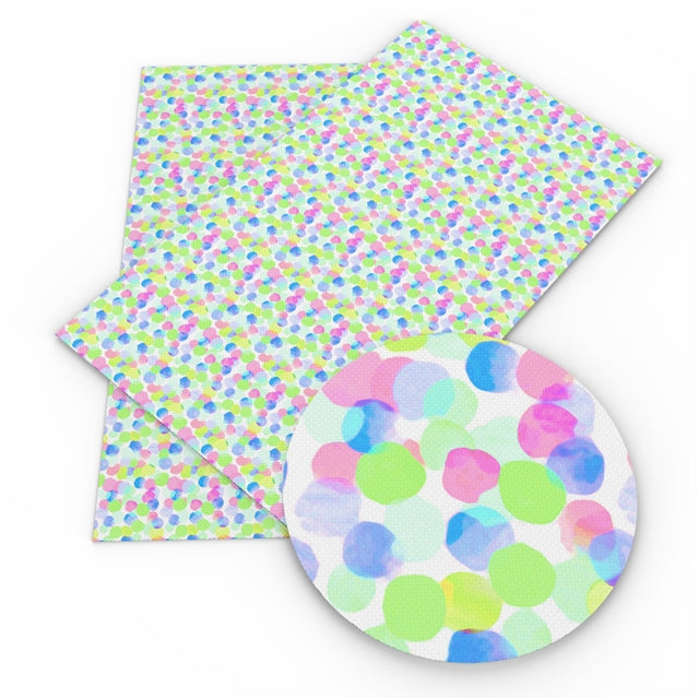 Spring Watercolor Dots Faux Leather Sheet