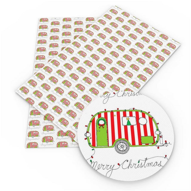 Merry Christmas Camper Faux Leather Sheet