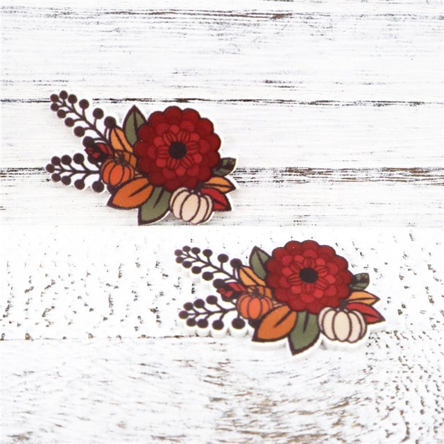 Autumn Flowers Planar Resin - Pack of 5