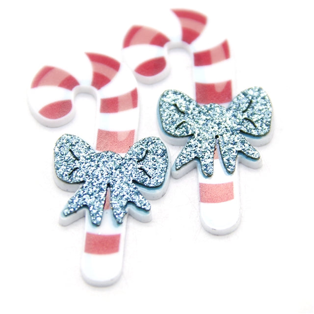 Candy Cane Glitter Accent Planar Resin - Pack of 5