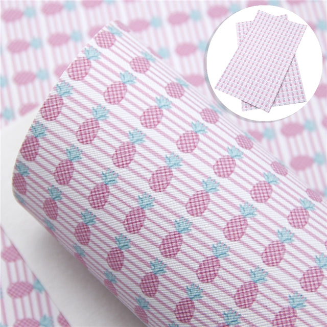 Pineapple Pink Stripes Faux Leather Sheet