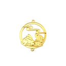 Rabbit Scene Gold Tone Connector Pendant