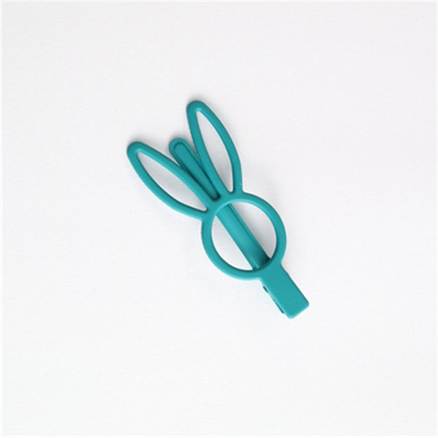 Turquoise Rabbit Hair Clip with Teeth - Pack of 2