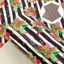 Christmas Pinecone Stripes Smooth Faux Leather Sheet