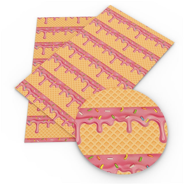 Pink Sprinkles Ice Cream Cone Faux Leather Sheet