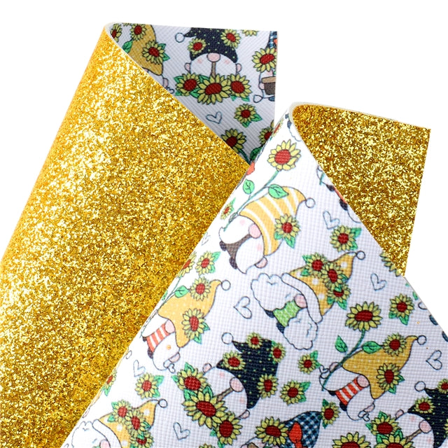 Sunflower Gnomes and Yellow Glitter Double Sided Sheet