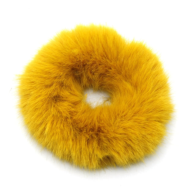 Yellow Faux Fur Scrunchie