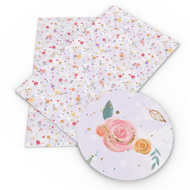 Spring Flowers Faux Leather Sheet