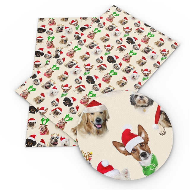 Christmas Dogs Faux Leather Sheet