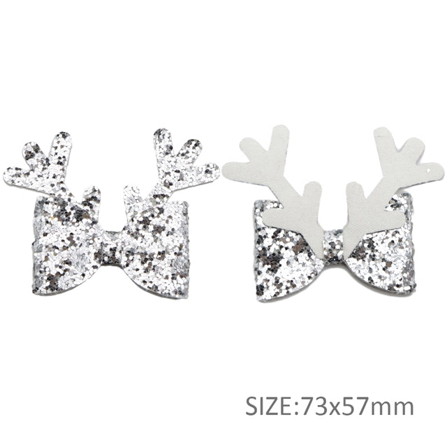 Silver Deer Glitter Bow