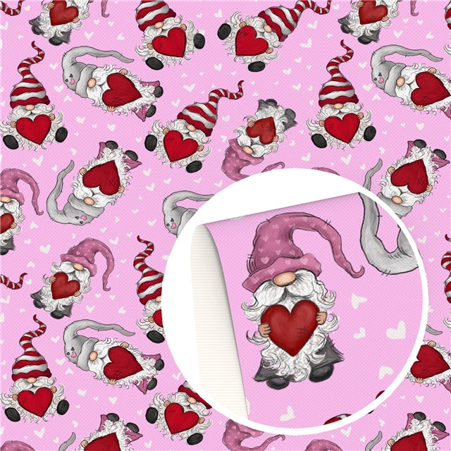 Valentine Gnomes Faux Leather Sheet