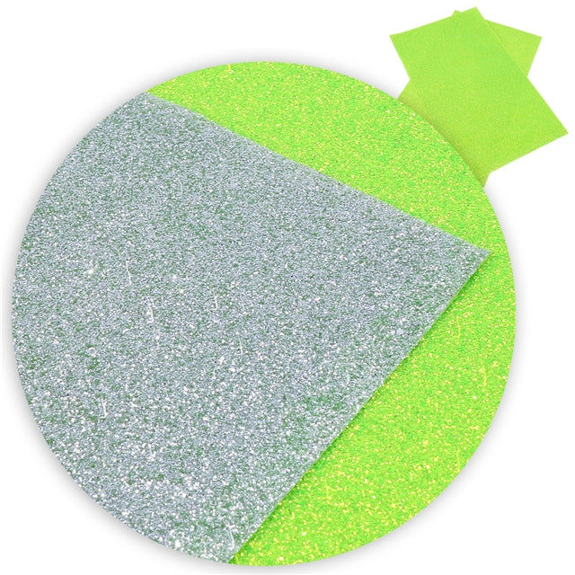 Fluorescent Green and Silver Glitter Double Sided Jelly Sheet