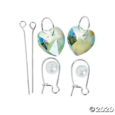 Glass Iridescent Heart Earrings Craft Kit