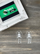 Clear Skeleton Coffin Acrylic Charm