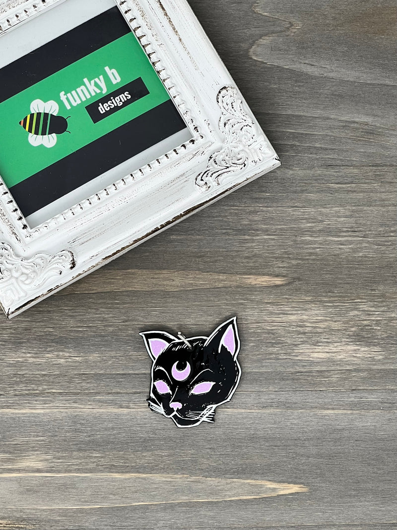 Pink and Black Cat Acrylic Charm