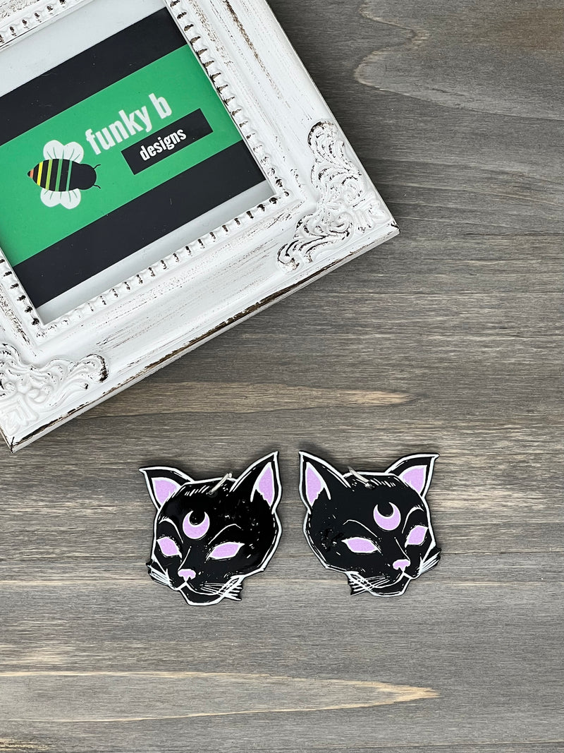 Pink and Black Cat Acrylic Charm