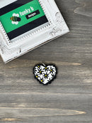 Black Daisy Heart Acrylic Charm