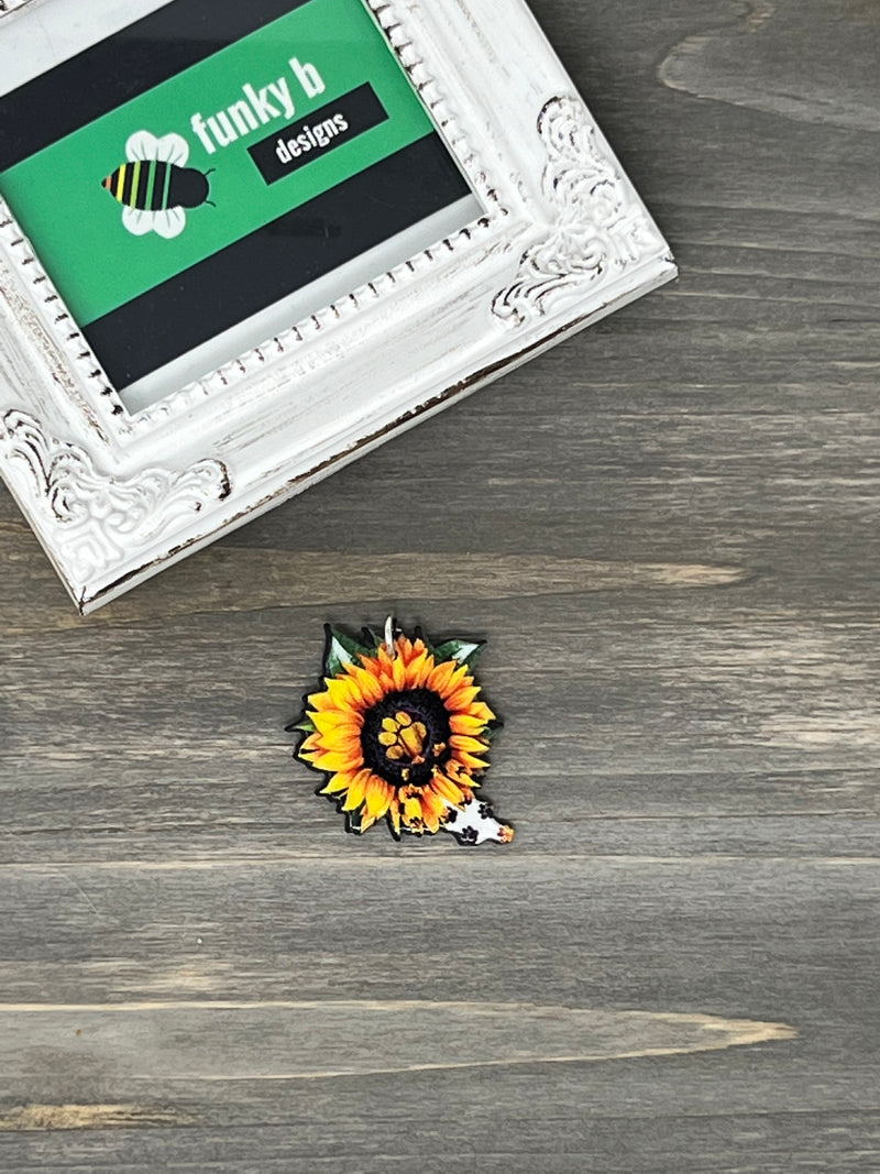 Paw Print Sunflower Acrylic Charm